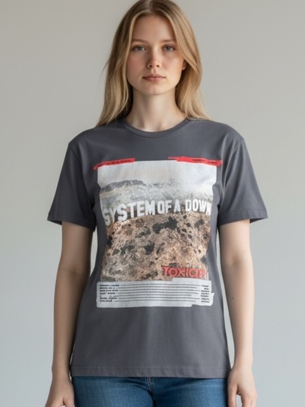 SYSTEM OF A DOWN Toxicity Graphic Tee XS 17” p2p Charcoal NWOT